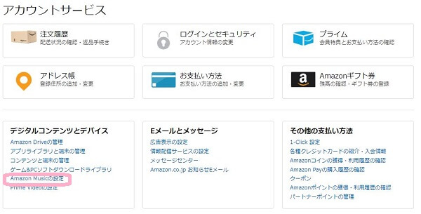 Amazon アカウントサービス